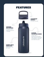 LifeStraw Go Series Insulated Stainless Steel Water Filter Bottle - 1L