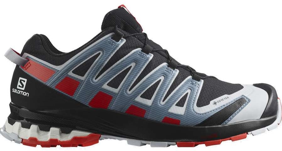 Salomon XA Pro 3D v8 GTX - Black/Fiery Red/Faded Denim - 45 1/3 (UK 10.5)  uw specialist in outdoor, wintersport, hockey en meer.