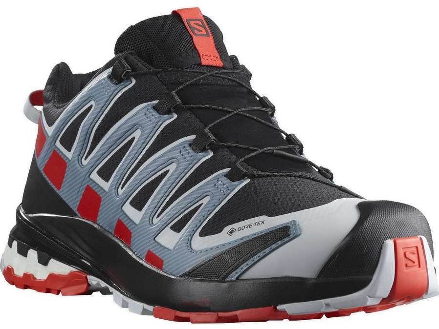 Salomon XA Pro 3D v8 GTX - Black/Fiery Red/Faded Denim - 41 1/3 (UK 7.5) uw  specialist in outdoor, wintersport, hockey en meer.