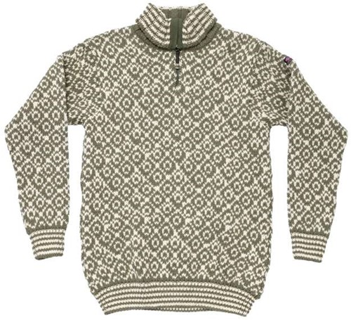 Devold Svalbard Wool Zip Neck - Olive/Offwhite - XS