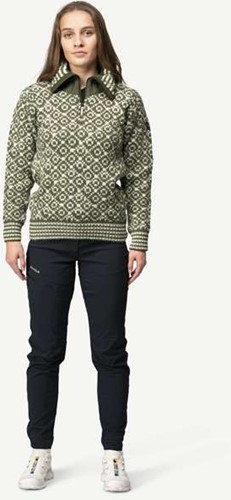 Devold Svalbard Wool Zip Neck - Olive/Offwhite